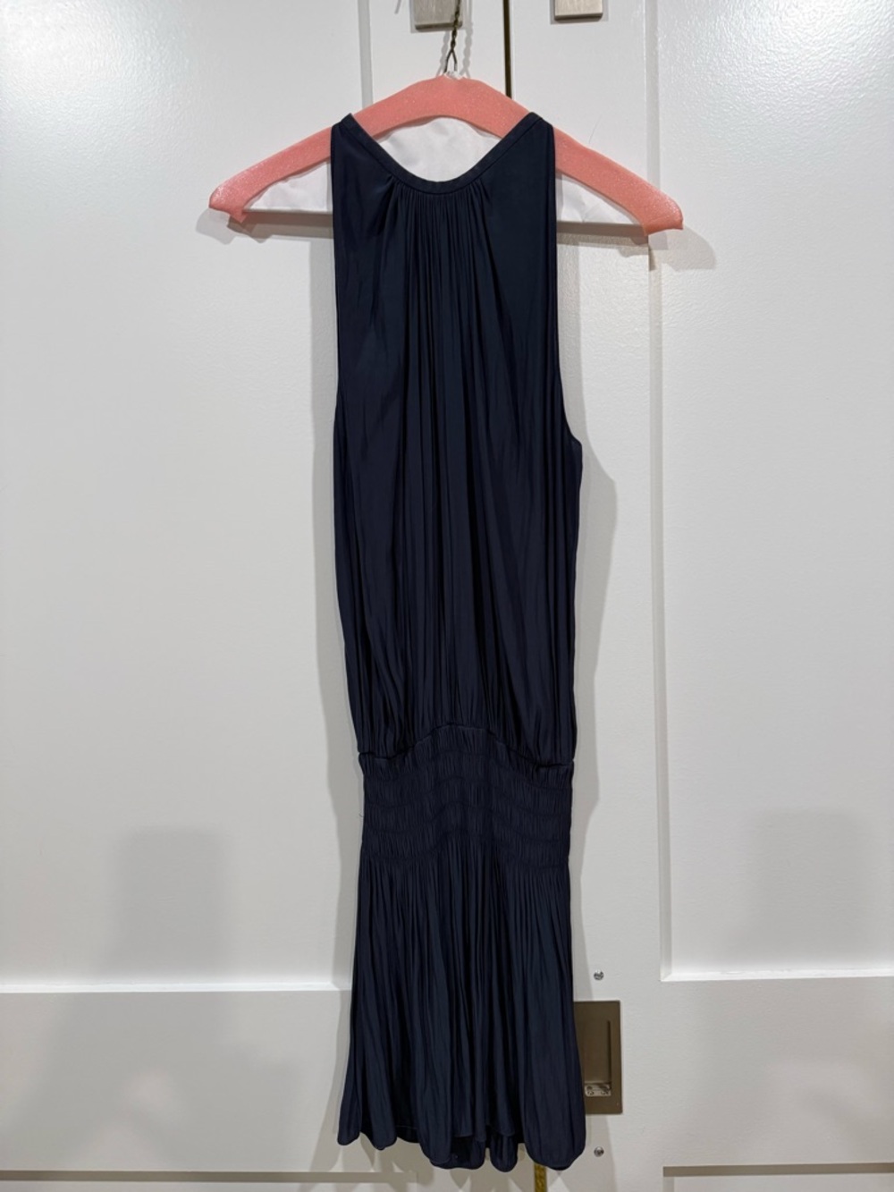 Ramy Brook Navy Sleeveless Pleated Mini Dress